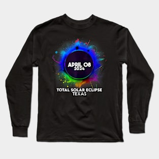 Total Solar Eclipse Texas 2024 Colorful Totality Long Sleeve T-Shirt